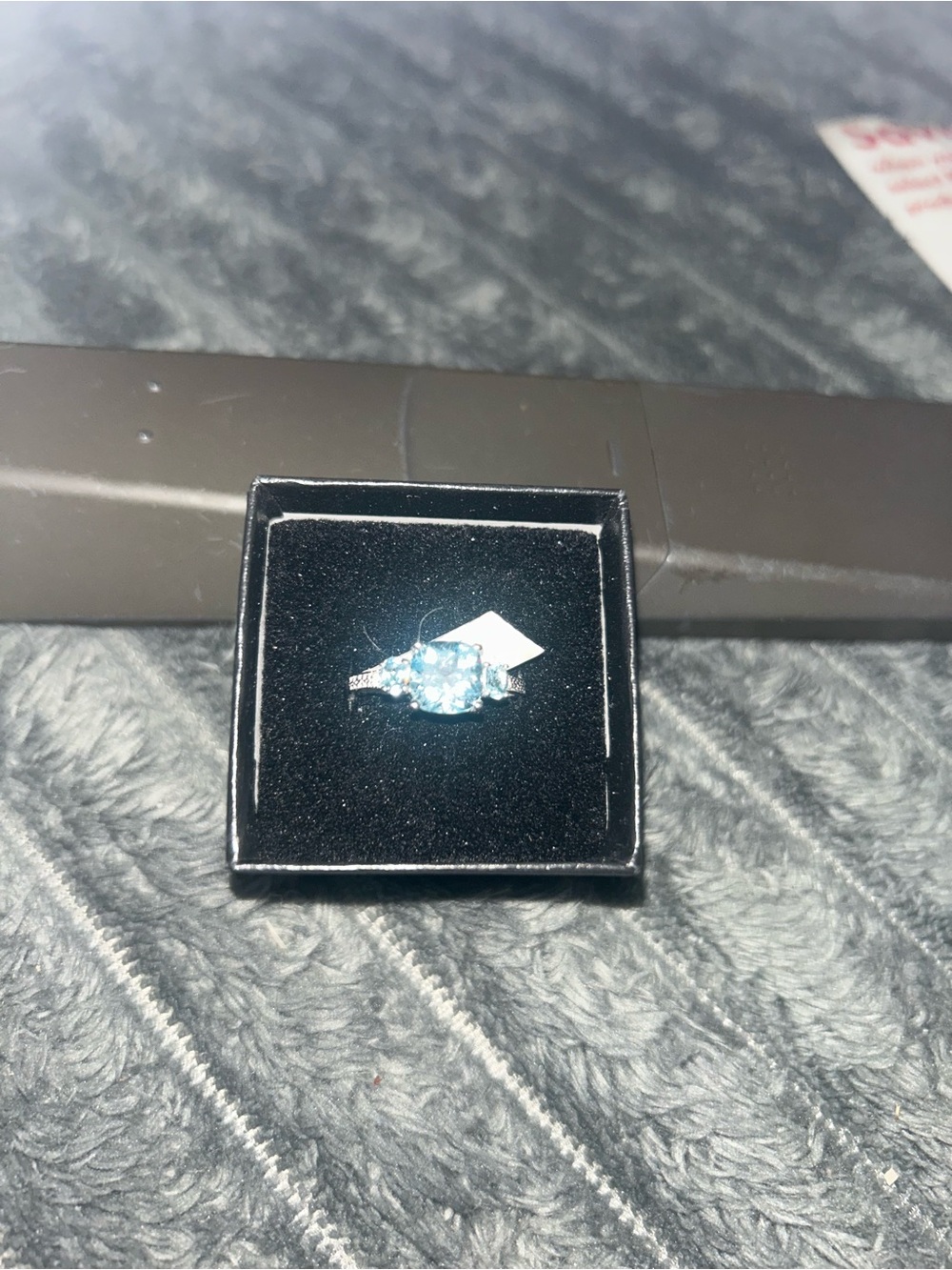 Sterling Silver Blue Gemstone Ring - Elegant Light Blue Center Stone